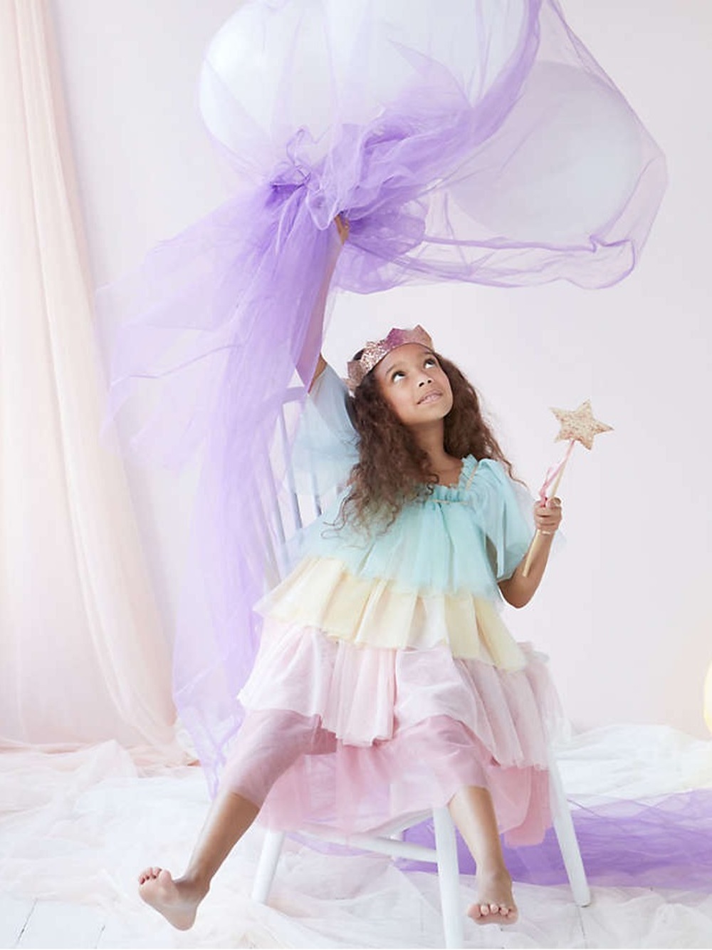 Meri Meri Rainbow Ruffle Kids Princess Dress Costume - Picture 2 of 8